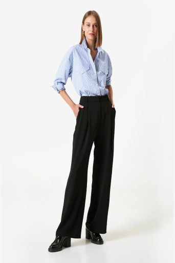 Pleated Straight Leg Trousers