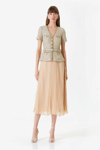 Pleated Midi Tweed