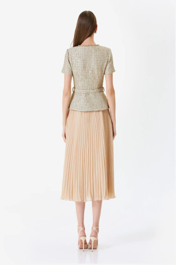 Pleated Midi Tweed