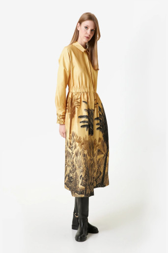 Palm Print Midi Dress
